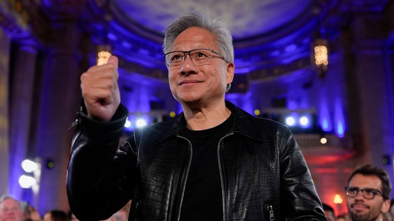 Nvidia chief executive Jensen Huang attends the 'Winning the AI Race' summit in Washington DC. Pic: Reuters