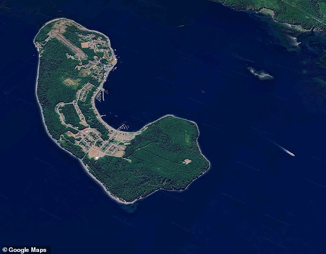 The strange structure can be found on the northern coast of Cormorant Island (pictured), just off Canada's northeast coast