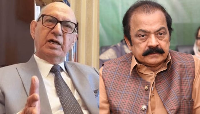 Rana Sanaullah (right) and Senator Irfan Siddiqui. — Facebook/@RanaSanaUllahPMLN/APP/File