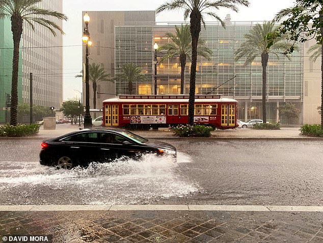 A major tropical rainstorm brought heavy rain to New Orleans (pictured), an area of the US that is sinking at a concerning rate (Stock Image)