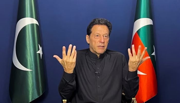 PTI founder Imran Khan gestures as he speaks during an interview in Lahore, June 3, 2023. — Reuters