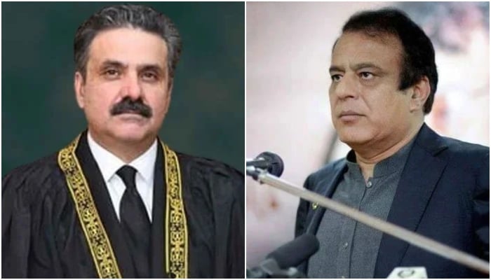 Chief Justice of Pakistan (CJP) Justice Yahya Afridi (left) and Leader of the Opposition in the Senate Shibli Faraz. — SC website/APP/File