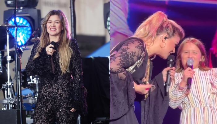 Kelly Clarkson and daughter River Roser perform at LAs Vegas Show