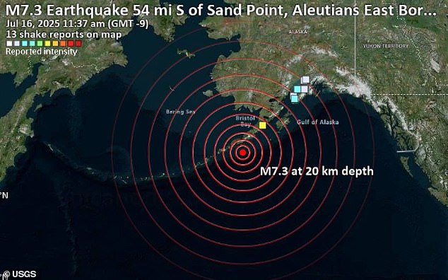 A powerful 7.3-magnitude earthquake struck the Alaska on Wednesday