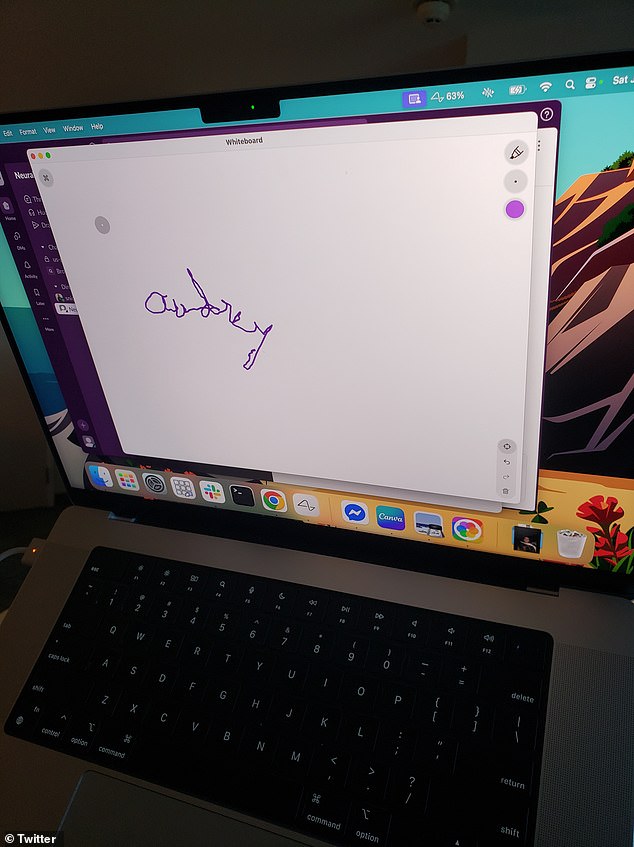 Using a purple-colored pen on the computer screen, Audrey Crews wrote her name for the first time since 2005