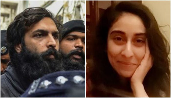 A collage showing slain Noor Mukadam (right) and her killer Zahir Jaffer. — AFP/X@justicefornoor/File