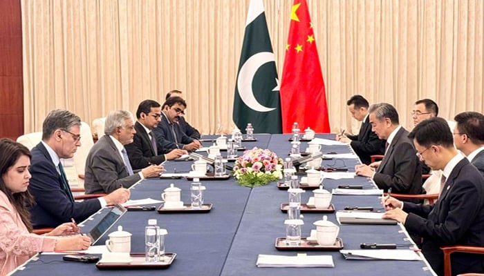 Pakistan, China hold wide-ranging discussions on key areas of mutual interest in Tianjin on July 16, 2025. — APP