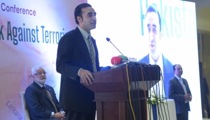 PPP Chairman Bilawal Bhutto Zardari speaking at a seminar in Islamabad titled “Pakistan: A Bulwark Against Terrorism”, organised by Islamabad Policy Research Institute (IPRI). — X/@IPRI_Pak