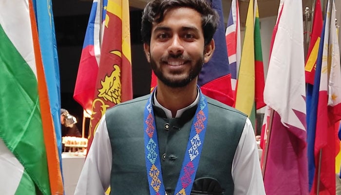 Abdul Raffay Paracha poses for a photo after winning a gold medal at the 35th International Biology Olympiad in the Philippines on July 27, 2025. —APP