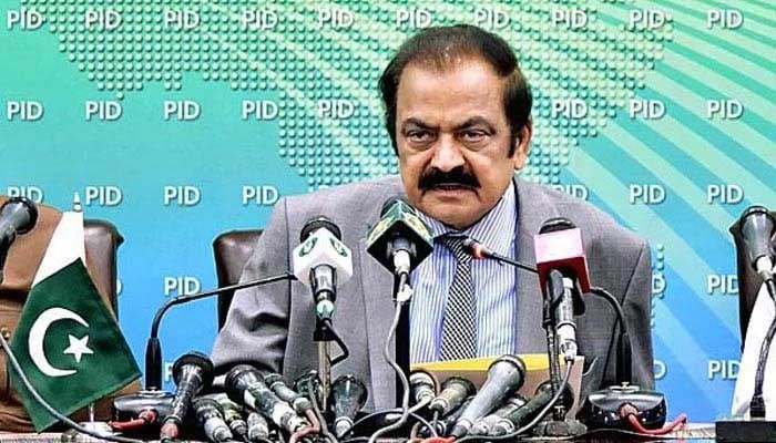 PMs Adviser on Political and Public Affairs Rana Sanaullah addressing a press conference. — PID/File