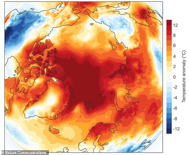 Warming over Svalbard in February 2025: Image shows surface air temperature anomaly for February 2025 over the Arctic region relative to the February average for the period 1991–2020. Svalbard is about 500 miles north of mainland Norway, east of Greenland