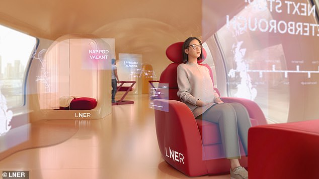 The 'Train of the Future' could boast floor-to-ceiling windows and nap pods to promote health and wellbeing, the company said