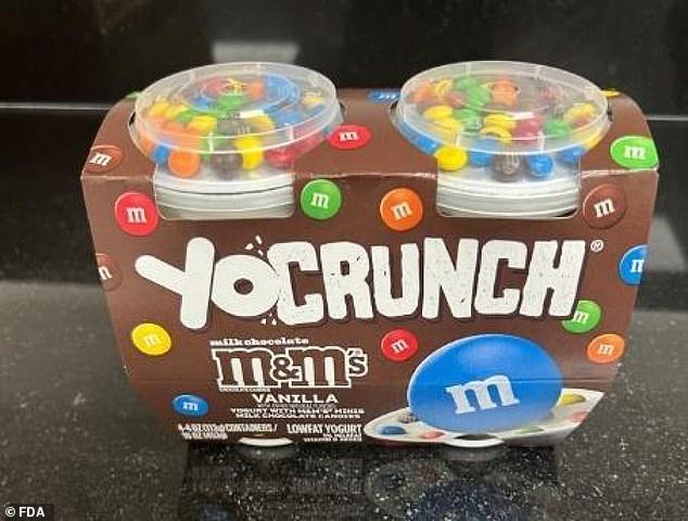 Pictured above is a YoCrunch M&Ms with vanilla yogurt product, which is among those involved in the recall