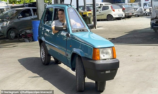 The remarkable car was handcrafted by Italian mechanic Andrea Marazzi, who used materials from an original 1993 model Fiat Panda