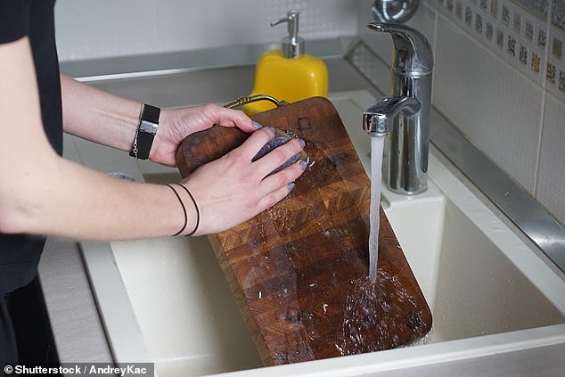 Wooden items should be washed by hand but not submerged in water for too long, he recommended (stock image)