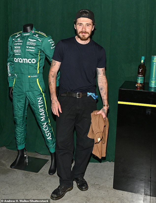 Later in the day, Brooklyn attended the Glenfiddich x Aston Martin Formula One Team Limited Edition Scotch Whisky launch event
