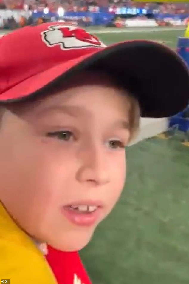 The young Chiefs fan was left shocked afterwards after realizing what had happene