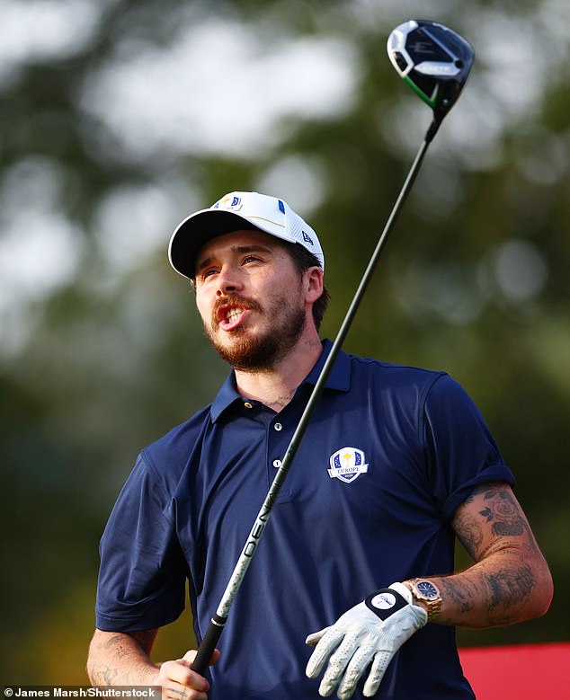 Brooklyn Beckham suffered complete humiliation during Wednesday's Ryder Cup celebrity match at the Beckpage Black golf course in Farmingdale, New York