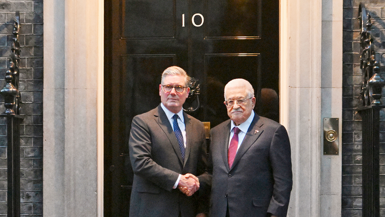 Sir Keir Starmer welcomed Mahmoud Abbas, president of the Palestinian Authority, to 10 Downing Street earlier this month