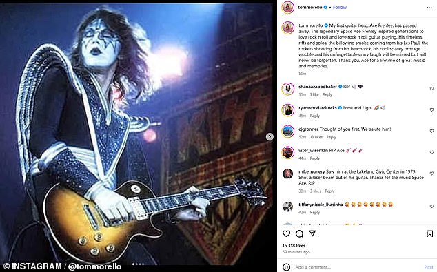 Rage Against the Machine's Tom Morello posted an emotional memorial mentioning what a huge impact the musician had on him in his career