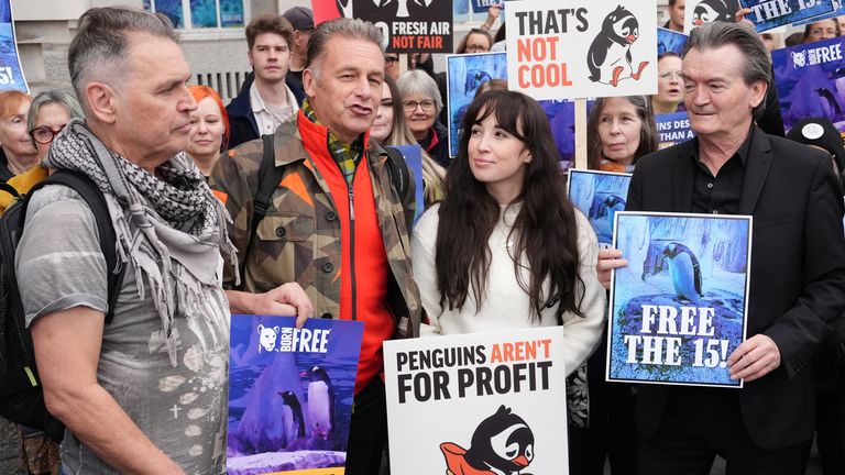 A protest was held outside the aquarium last month. Pic: PA