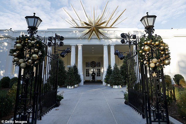 The East Wing, which has traditionally housed the offices of the first lady, is seen decorated for Christmas last year