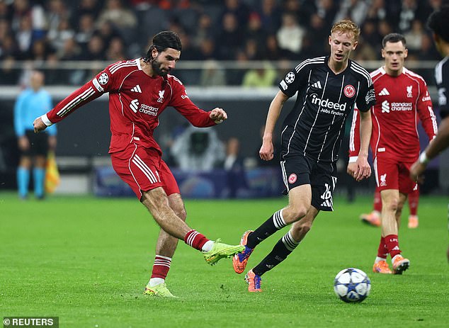 Dominik Szoboszlai got Liverpool's fifth of the night as he struck into the bottom corner