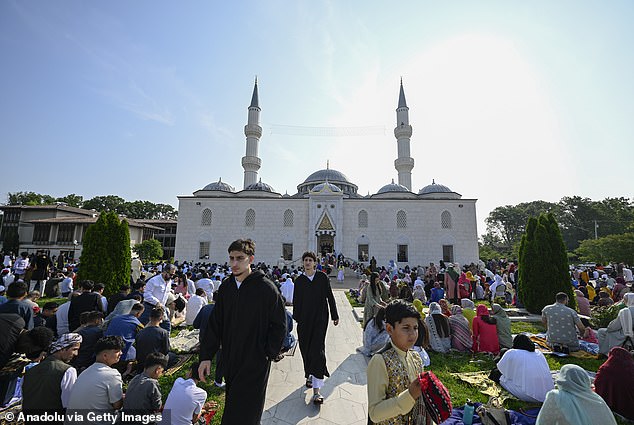Islam has increased its presence in the US, with the US Mosque Survey revealing in 2020 that the number of mosques increased by 31 percent from 2010 to 2020 (Pictured: The Diyanet Center of America in Maryland)