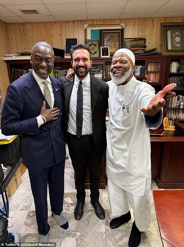 He posed in a photo in Brooklyn with Siraj Wahhaj (right), who served as a character witness for the mastermind of the bombing and has been a longtime defender of convicted terrorists, helping to raise money for their legal costs