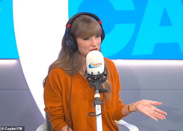 Swift told Capital Breakfast that she named the track Opalite because: 'I thought it was a kind of a cool metaphor that like it's a man-made opal and happiness can also be man-made too'