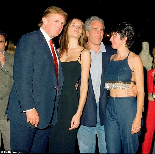 The First Lady had previously threatened to sue Wolff over claims he made that she allegedly had ties to Epstein. Trump, Melania, Epstein and Ghislaine Maxwell are pictured together here at a party at Trump's Mar-a-Lago club in 2000