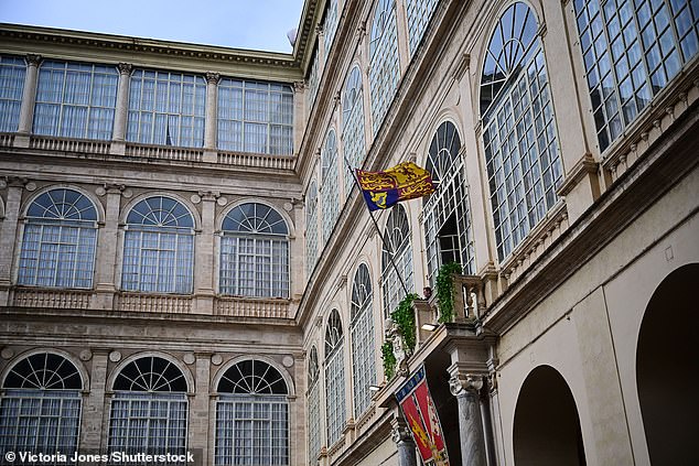 The Royal Standard flying at Vatican City today ahead of the arrival of the King and Queen