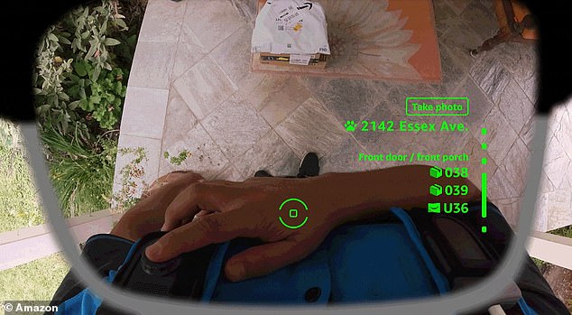 The futuristic glasses use artificial intelligence ( AI ) to feed drivers turn–by–turn directions leading up to customers' doorsteps