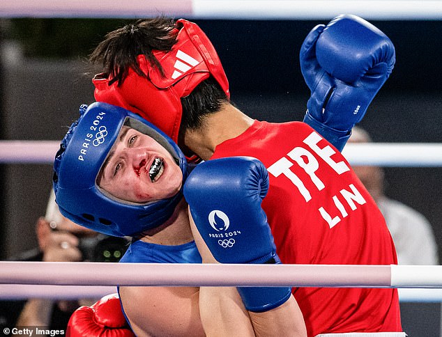 Lin pictured beating Julia Szeremeta en route to her gold-medal triumph at the 2024 Olympics
