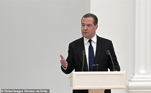 Medvedev (pictured) said on Thursday it was now absolutely clear that the United States was Russia's adversary and that US President Donald Trump's recent steps on Ukraine amounted to an act of war against Russia