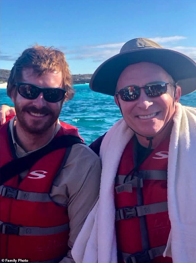 Nicholson's father, Richard (pictured together) became wealthy through his blood-testing laboratory business