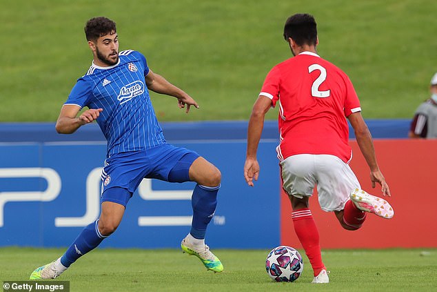 Gvardiol, pictured in 2020, was struggling coming through the ranks at Dinamo Zagreb