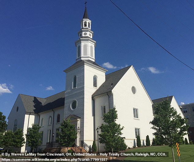 The ACNA is a form of Christianity similar to the Episcopal Church, but is more conservative and opposes homosexuality (Pictured: Holy Trinity Church in Raleigh, North Carolina) (file photo)