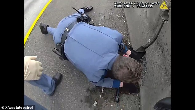 Body camera footage showed the moment the troopers rescued the kitten