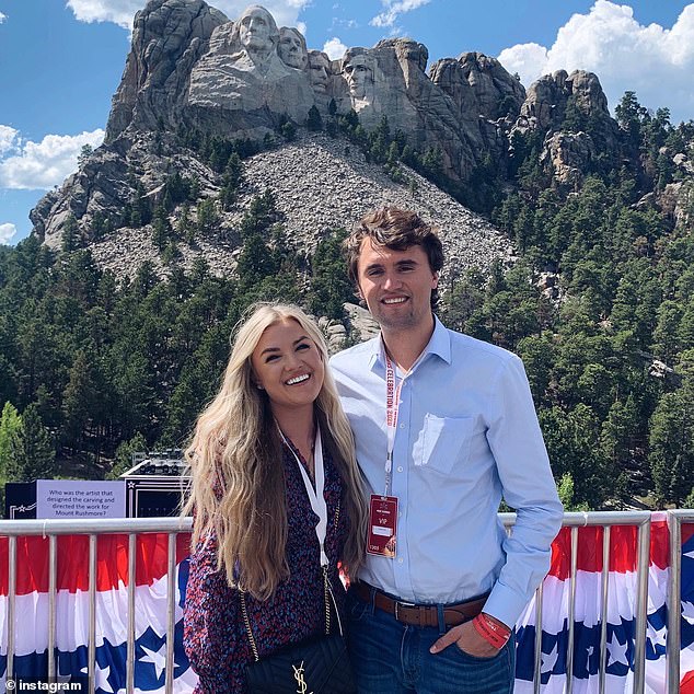Charlie and Erika Kirk at Mount Rushmore in a family photo