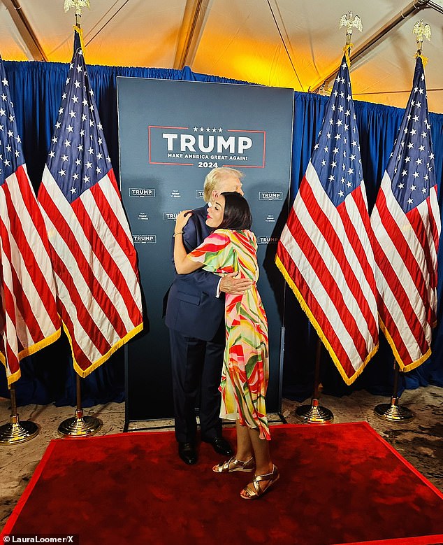 July 9, 2024 photo of Laura Loomer and Donald Trump is captioned: I love President Trump! He will always have my support. Great rally in Miami, Florida tonight! FLORIDA IS TRUMP COUNTRY!