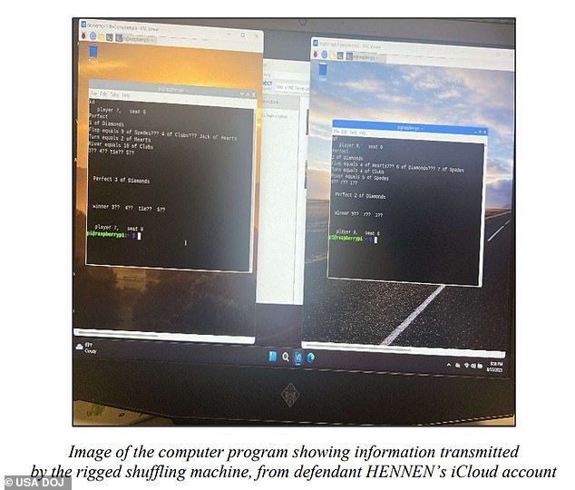 Shuffling machines would then allegedly relay information to associates playing in the games