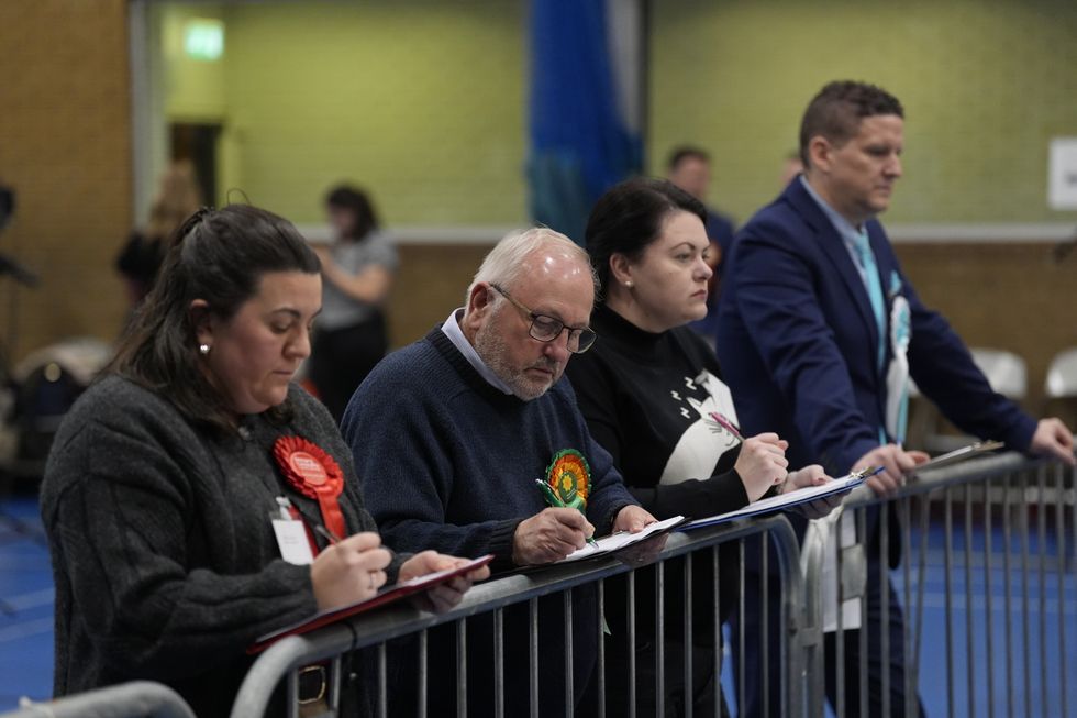 \u200bCount verifiers look on as counting begins for the Caerphilly Senedd by-election