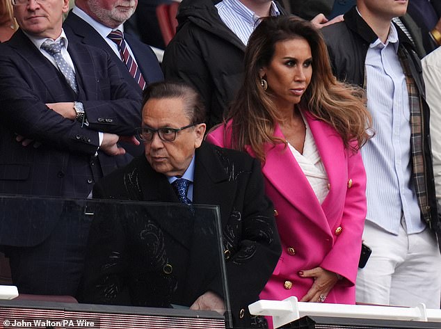 Chairman Sullivan with his fiance Ampika Pickston in the stands at the Emirates Stadium, where West Ham were beaten 2-0 by Arsenal this season