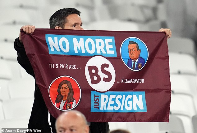 Fans show their disgust at how the club is being run by Karren Brady and David Sullivan