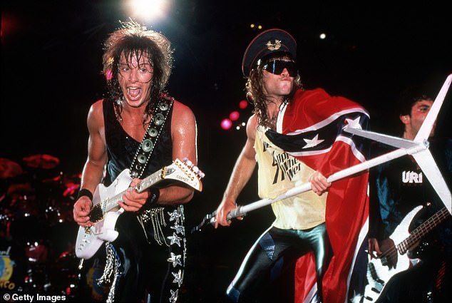 Fans hoped to see Richie Sambora, 66, who was the lead guitarist for the band and co-wrote monster hits Livin on a Prayer with Bon Jovi; Sambora and Bon Jovi pictured in 1985
