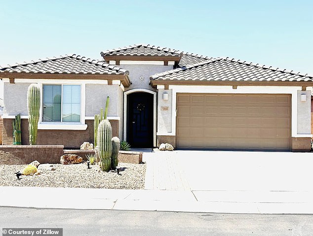 The Scholtes's old home in Marana, Arizona. Daughter Parker died in the back of a hot Acura SUV parked on the drive seen on the right