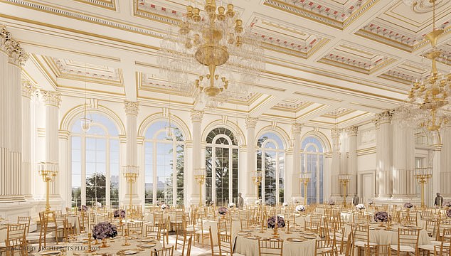 Leavitt pointed to visuals the White House released of the planned ballroom back in July. She said the demolition is necessary so the building could be 'modernized' with 90,000 square feet of new space