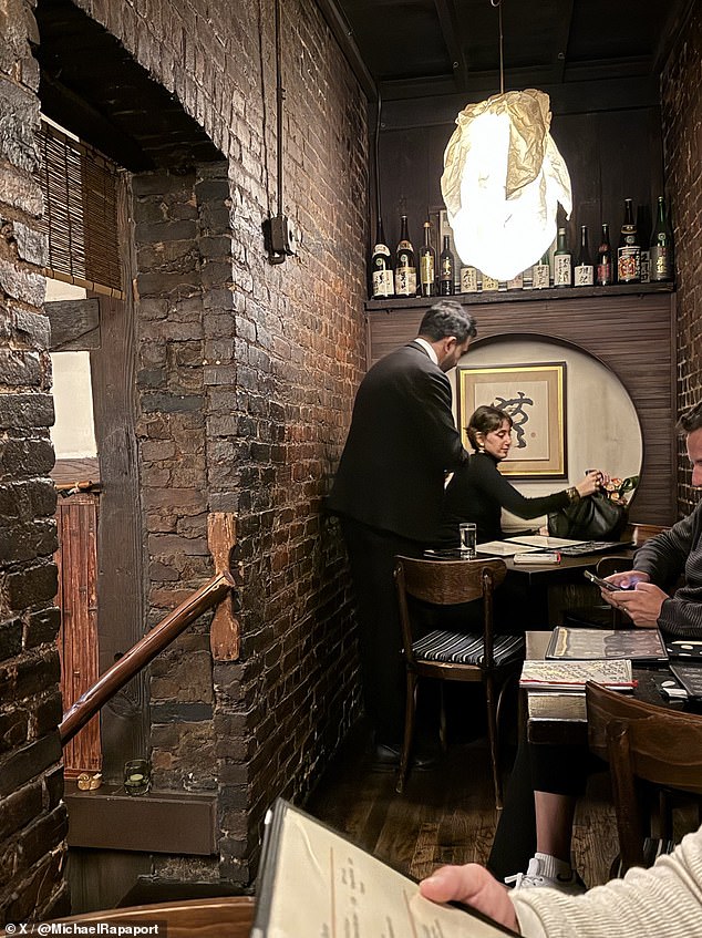 The self-proclaimed socialist was captured dining at the restaurant with his wife