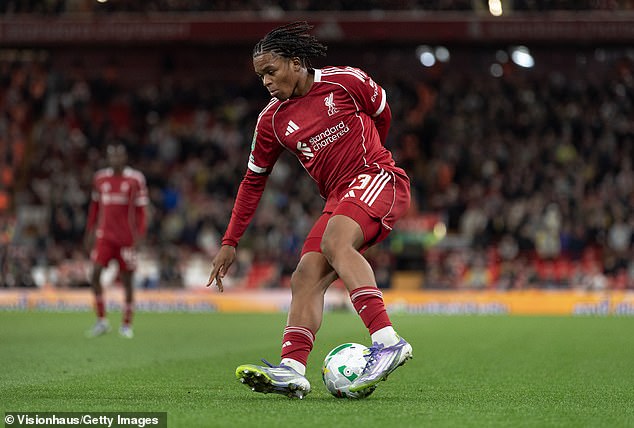 Liverpool considered going for Semenyo last summer but decided against buying a wide forward, not wanting to block the progress of young Rio Ngumoha (above)